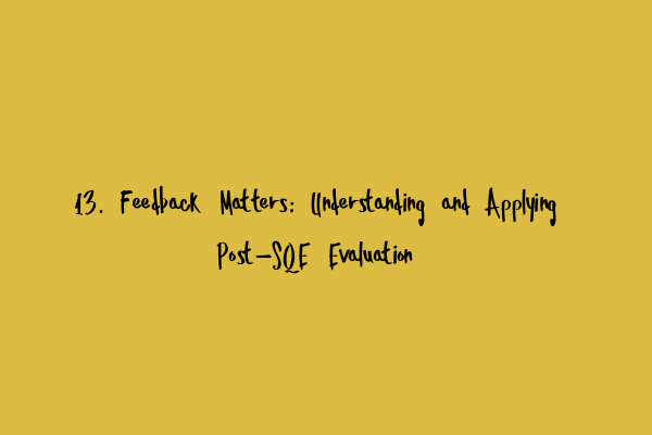 Featured image for 13. Feedback Matters: Understanding and Applying Post-SQE Evaluation