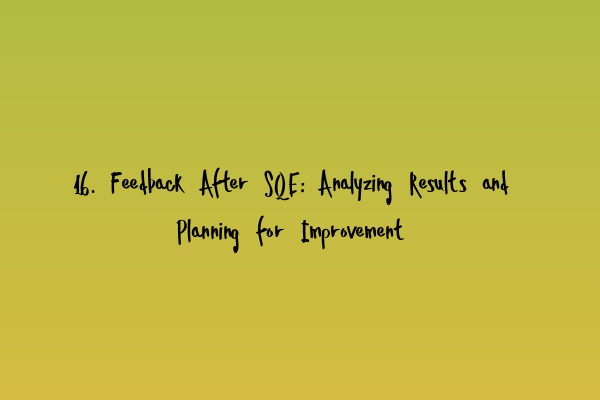 Featured image for 16. Feedback After SQE: Analyzing Results and Planning for Improvement