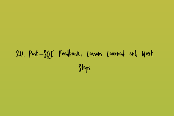 Featured image for 20. Post-SQE Feedback: Lessons Learned and Next Steps