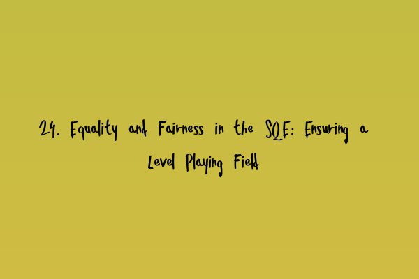 24. Equality and Fairness in the SQE: Ensuring a Level Playing Field