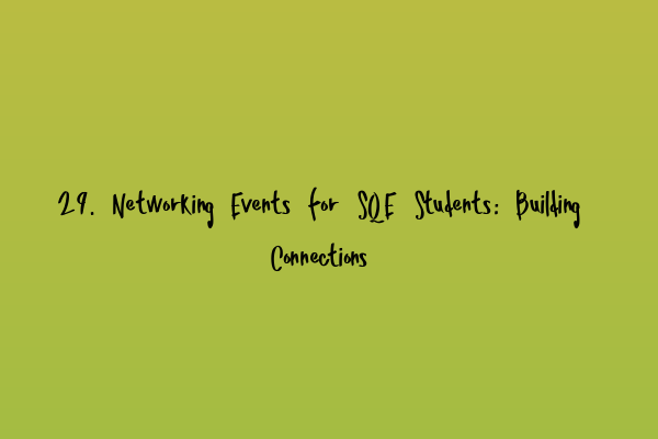 29. Networking Events for SQE Students: Building Connections