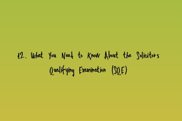 12. What You Need to Know About the Solicitors Qualifying Examination (SQE)