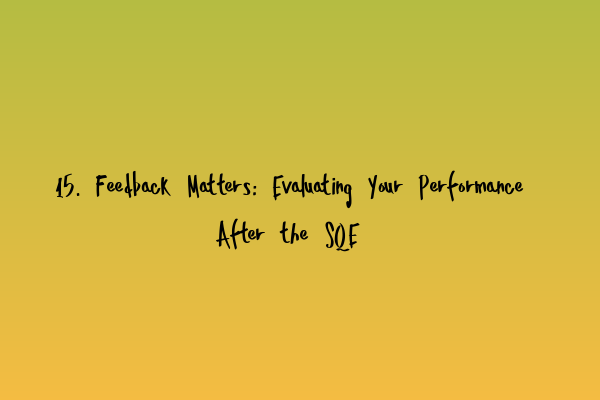 15. Feedback Matters: Evaluating Your Performance After the SQE