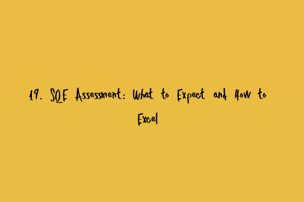 19. SQE Assessment: What to Expect and How to Excel