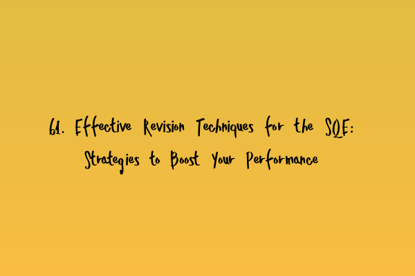 61. Effective Revision Techniques for the SQE: Strategies to Boost Your Performance