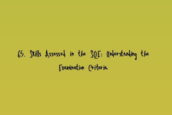 65. Skills Assessed in the SQE: Understanding the Examination Criteria